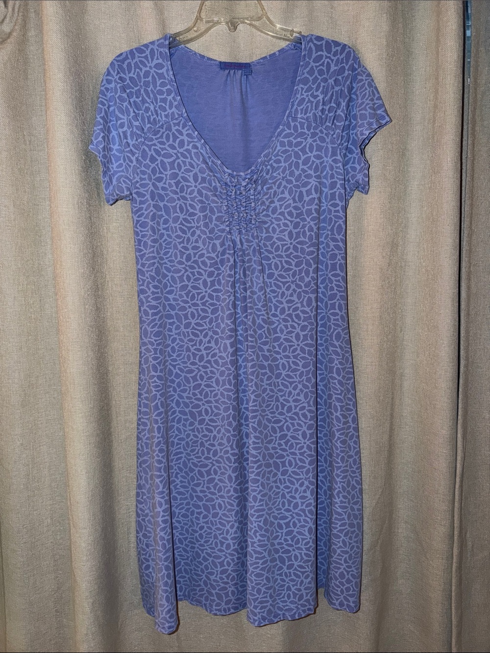 fresh produce Lavender-Blue Floral Pattern V-Neck Dress midi